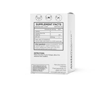 Back of white supplement box with Supplement Facts panel and three icons, sold at LADA Beauty near El Paso
