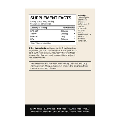 Supplement Facts label card, sugar-free, dairy-free and non-GMO, at LADA Beauty serving Las Cruces, NM and El Paso, TX